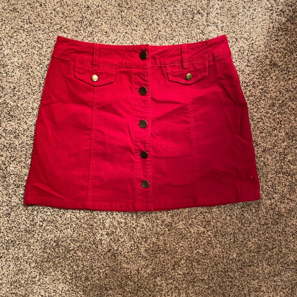 Red Forever 21 button down skirt